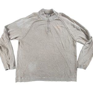 Tommy Bahama Relax Mens XL Tan 1/4 Zip Polo Sweater Long Sleeve Casual